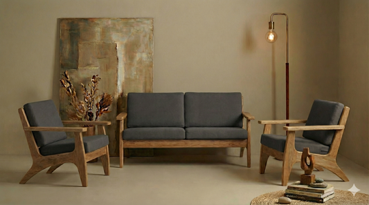 Mono Doğal Ahşap Oturma Grubu