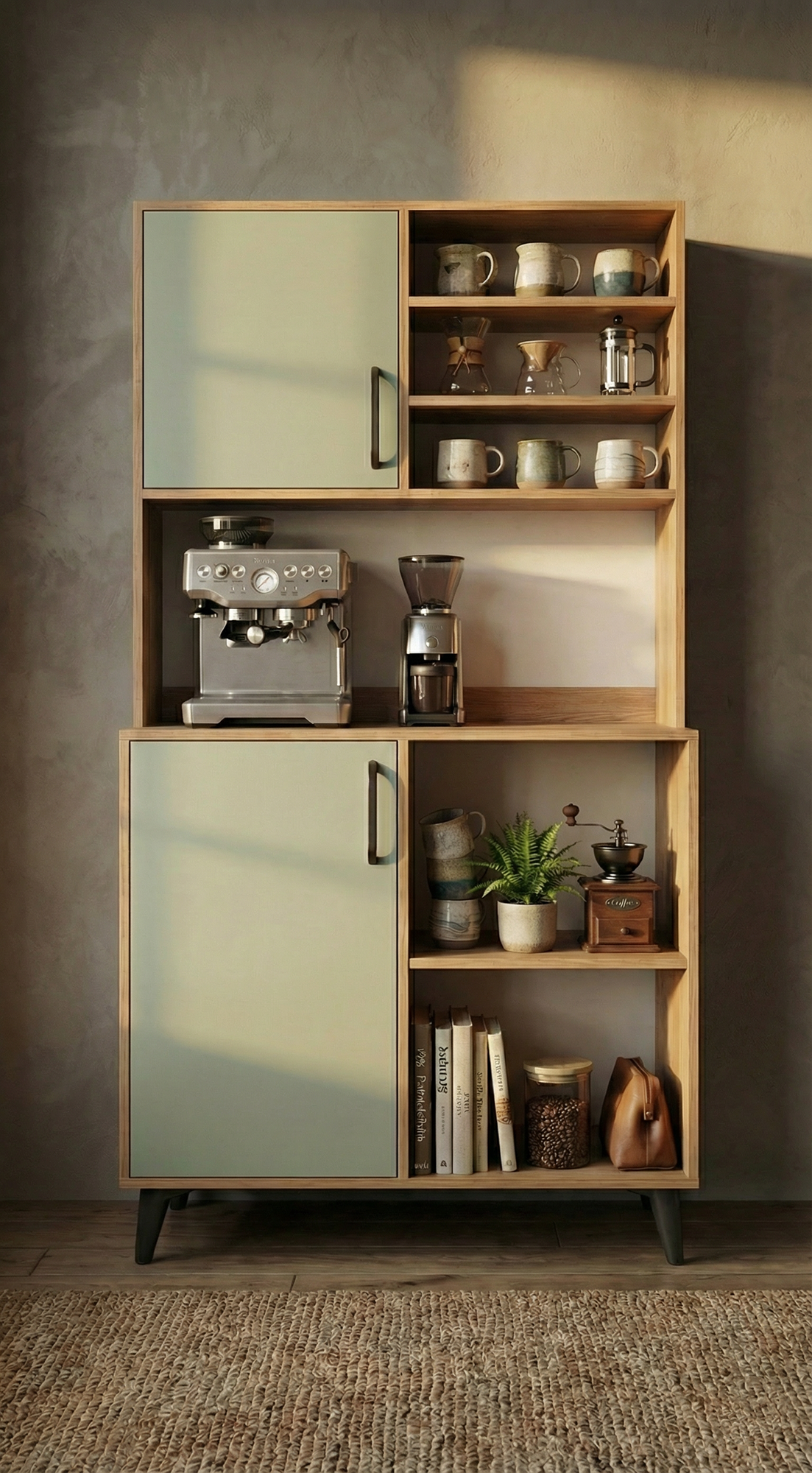 Dualis Modern Kahve Köşesi ve Çok Amaçlı Organizer Dolap
