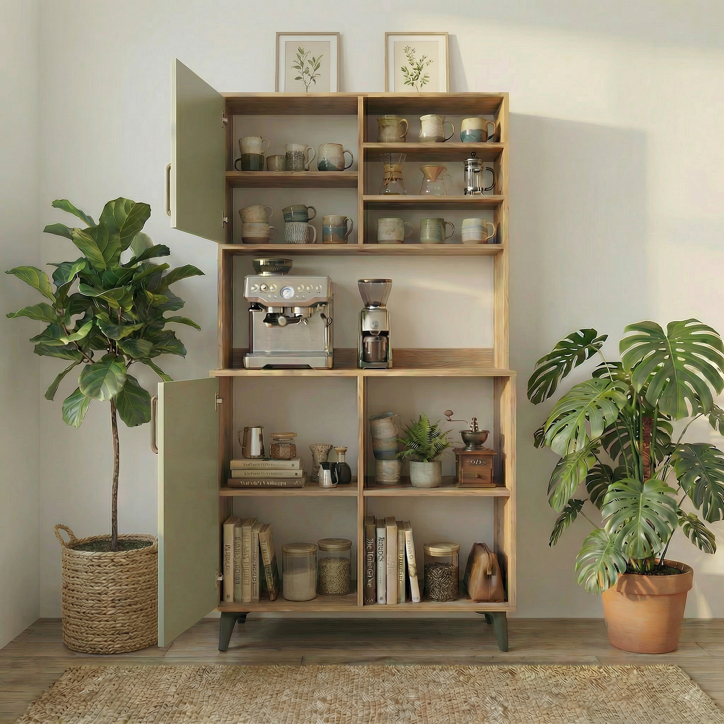 Dualis Modern Kahve Köşesi ve Çok Amaçlı Organizer Dolap