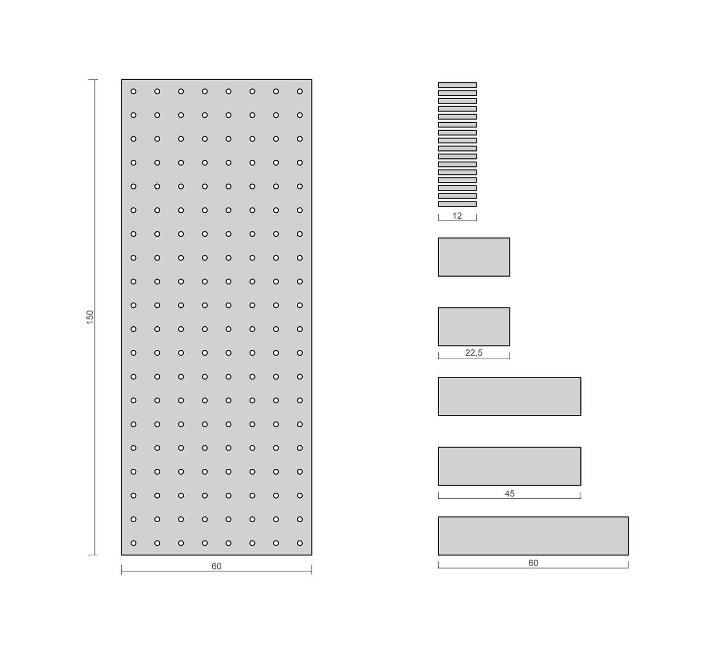 Premium Boy Ahşap Modüler Pegboard Duvar Rafı Sistemi