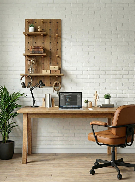 Ahşap Modüler Pegboard Duvar Raf Sistemi