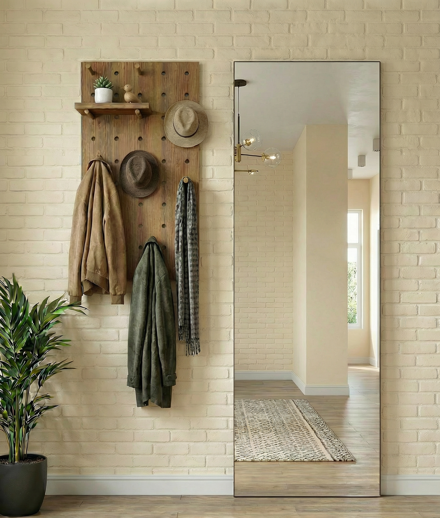 Ahşap Modüler Pegboard Duvar Raf Sistemi